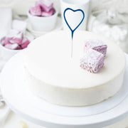 Set of 1 - Heart Shaped Blue Pearl Wedding Sparkler Candles (17cm)
