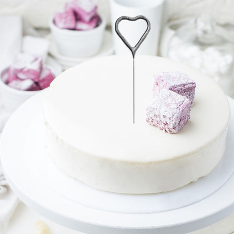 Set of 1 - Heart Shaped Silver Pearl Wedding Sparkler Candles (17cm)
