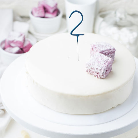 Set of 1 - Number 2 Blue Shiny Wedding Sparkler Candles (17cm)