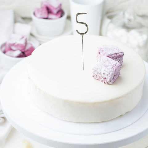 Set of 1 - Number 5 Silver Shiny Wedding Sparkler Candles (17cm)